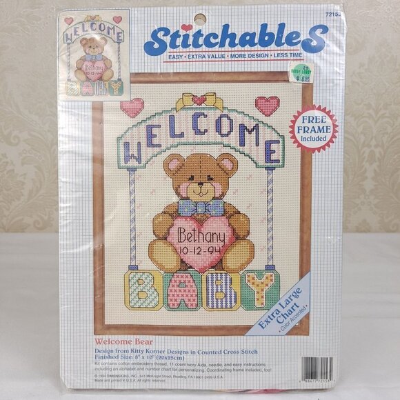 Stitchables Welcome Bear Counted Cross Stitch Kit NWT - Picture 2 of 5